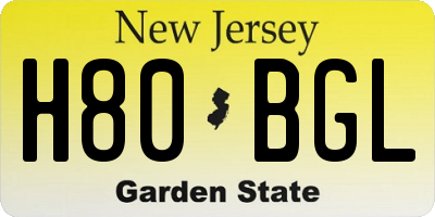 NJ license plate H80BGL