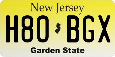 NJ license plate H80BGX