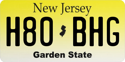 NJ license plate H80BHG