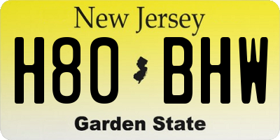 NJ license plate H80BHW