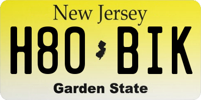 NJ license plate H80BIK