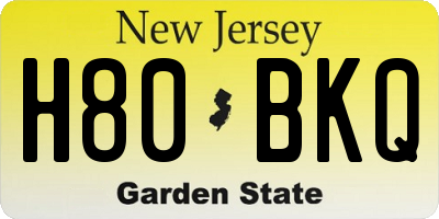 NJ license plate H80BKQ