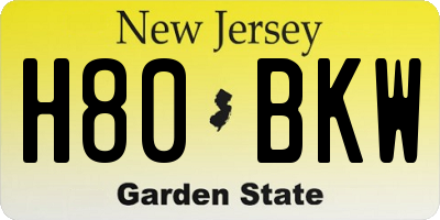 NJ license plate H80BKW