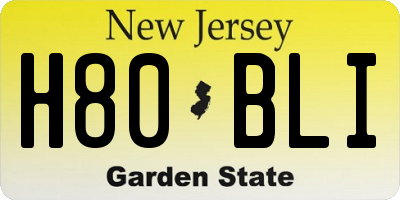 NJ license plate H80BLI