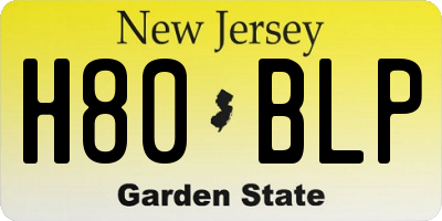NJ license plate H80BLP