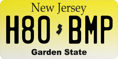 NJ license plate H80BMP