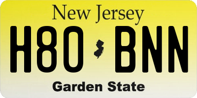 NJ license plate H80BNN