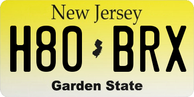 NJ license plate H80BRX