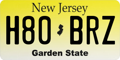 NJ license plate H80BRZ