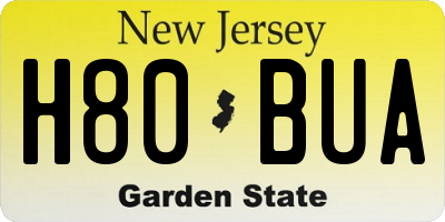NJ license plate H80BUA