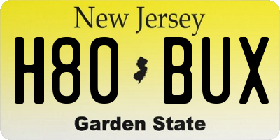 NJ license plate H80BUX