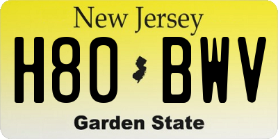 NJ license plate H80BWV