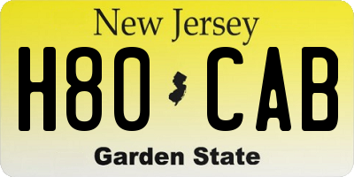 NJ license plate H80CAB