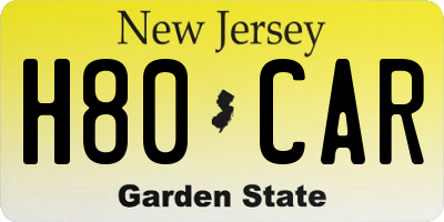 NJ license plate H80CAR