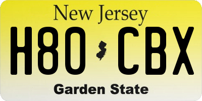 NJ license plate H80CBX