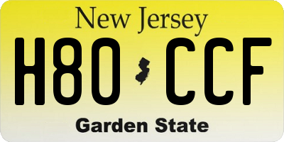 NJ license plate H80CCF