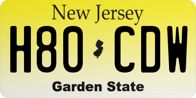NJ license plate H80CDW