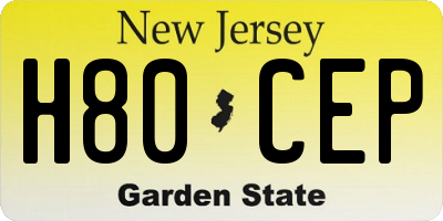 NJ license plate H80CEP