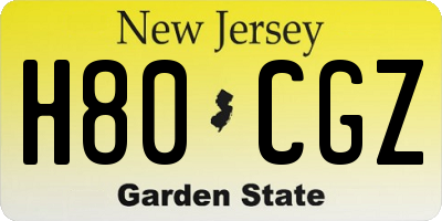 NJ license plate H80CGZ