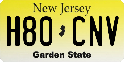 NJ license plate H80CNV