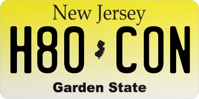 NJ license plate H80CON
