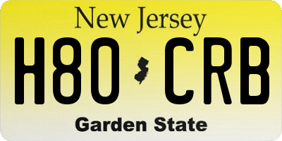 NJ license plate H80CRB