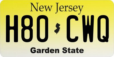 NJ license plate H80CWQ