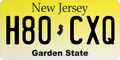 NJ license plate H80CXQ