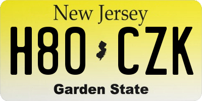 NJ license plate H80CZK
