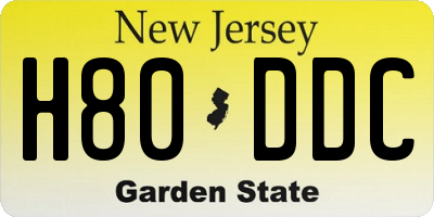 NJ license plate H80DDC