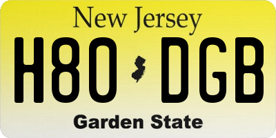 NJ license plate H80DGB