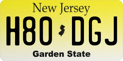 NJ license plate H80DGJ