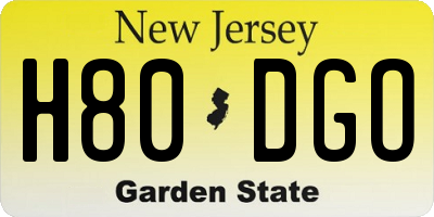 NJ license plate H80DGO