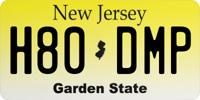 NJ license plate H80DMP