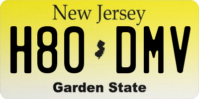 NJ license plate H80DMV