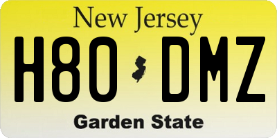 NJ license plate H80DMZ
