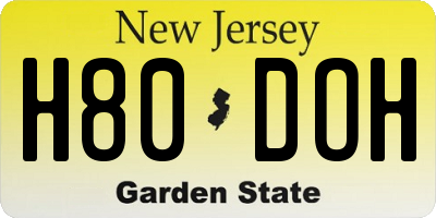 NJ license plate H80DOH