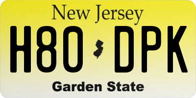 NJ license plate H80DPK