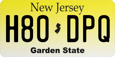 NJ license plate H80DPQ