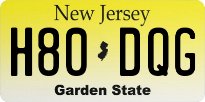 NJ license plate H80DQG