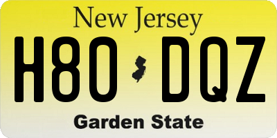 NJ license plate H80DQZ