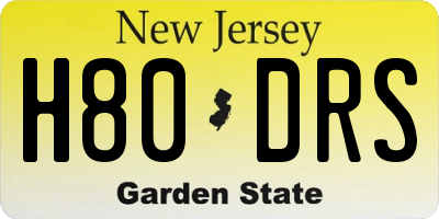 NJ license plate H80DRS