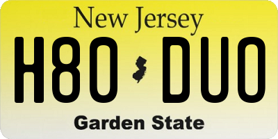 NJ license plate H80DUO