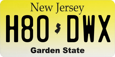 NJ license plate H80DWX