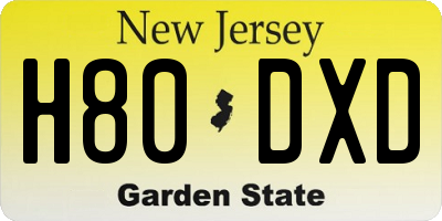 NJ license plate H80DXD