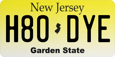NJ license plate H80DYE