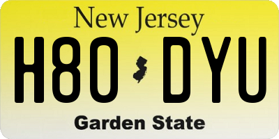 NJ license plate H80DYU