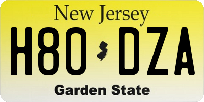 NJ license plate H80DZA