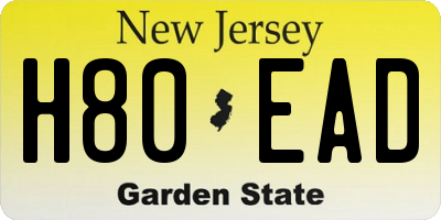 NJ license plate H80EAD