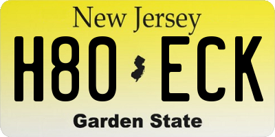 NJ license plate H80ECK